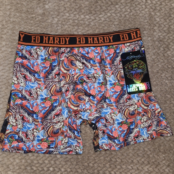 Ed Hardy Other - Ed Hardy Boxer Briefs Mens Large Tattoo Print Performance 2 Pack Tiger Art
